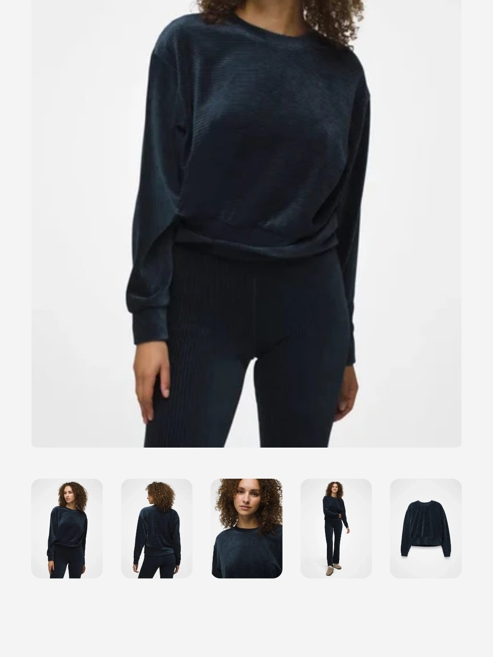 Relaxed Ribbed Crewneck Sweater in Deep Navy